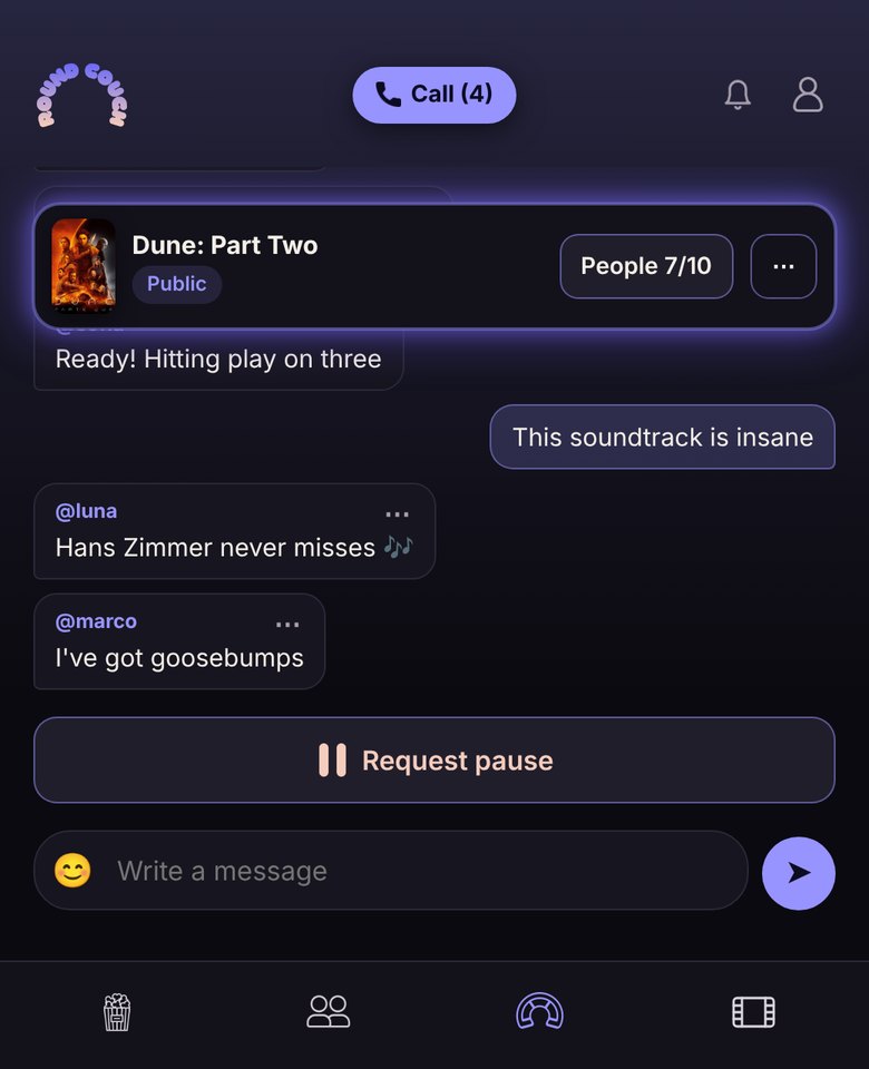 Movie night chat in the Round Couch web app