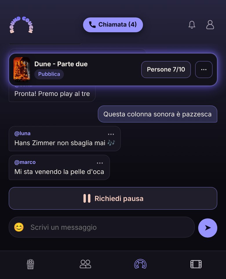 Chat di una serata film nella web app Round Couch
